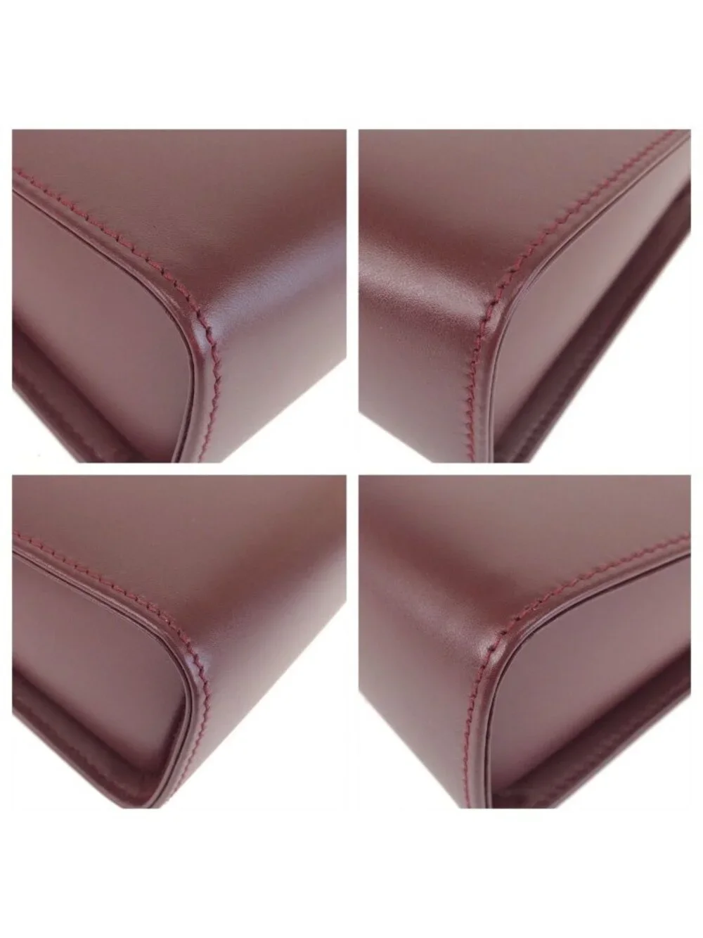 Cartier Must Line Winered Bordeaux Gold Leather Clutch Secondbag
